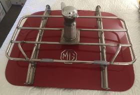 Luggage carrier with tire rear view