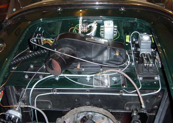 Plumbing components around the MGA engine compartment