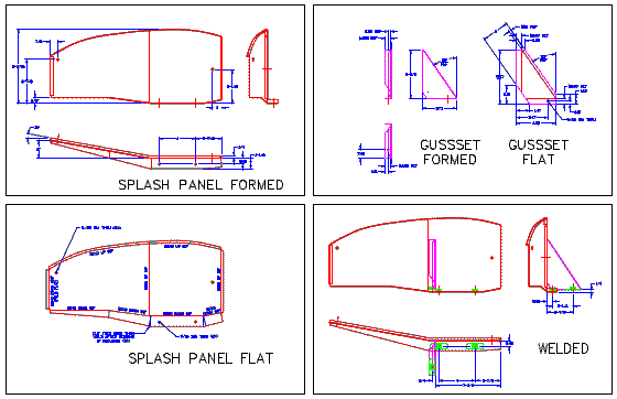Drawings of MGA right rear splash panel