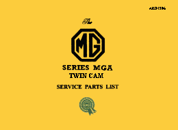 MGA Twin Cam Service Parts List