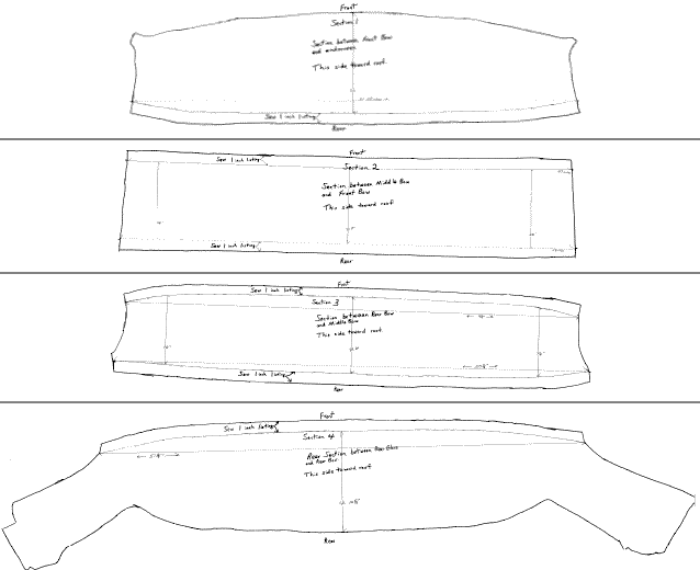 original headliner disassembled for patterns