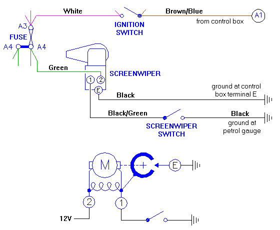 Original screen wiper electrical circuit