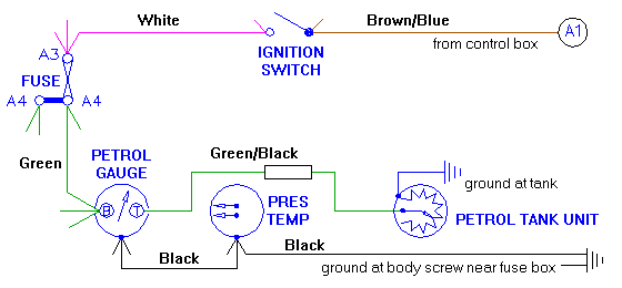 Petrol gauge circuit