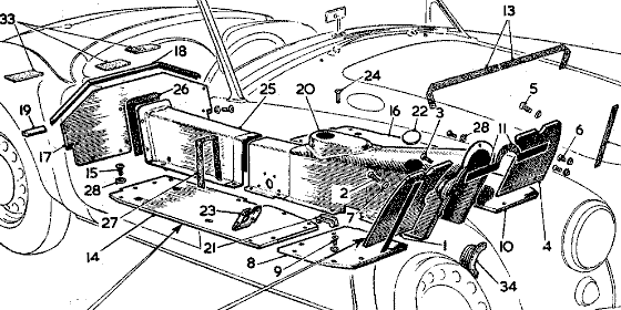 Floor and tunnel parts diagram