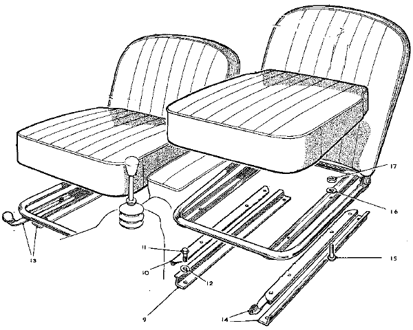 seat slide rails assembly parts