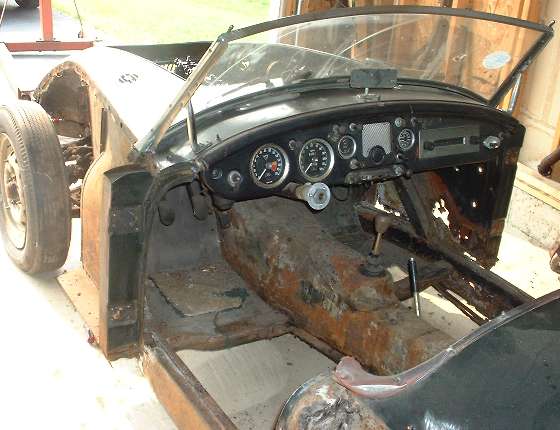 Rusty MGA partially disassembled