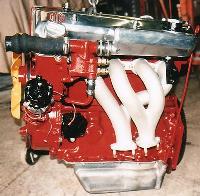 Twin cam engine assembled, left side