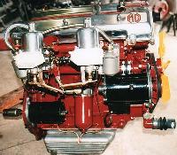 Twin cam engine assembled, right side