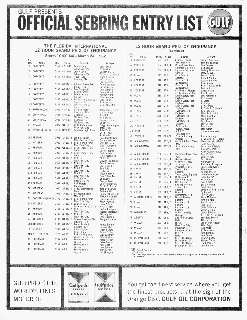1962 Sebring entry list