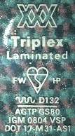 Triplex label on glass