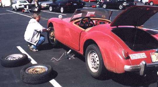 Tire swapping in preparation for autocross