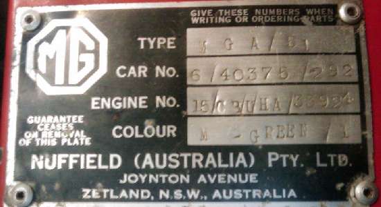 Nuffield AU number plate