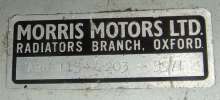 Original type oil cooler tag