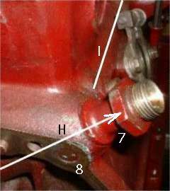 special oil fitting at right rear corner of engine block