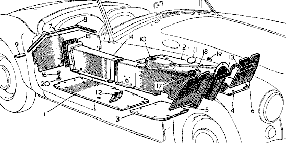 Floor and tunnel parts diagram