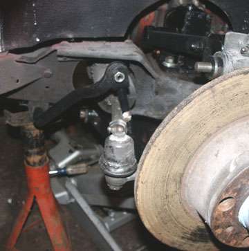 MGB sway bar over tie rod at full droop