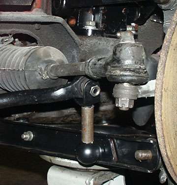 MGB sway bar under tie rod at full compression