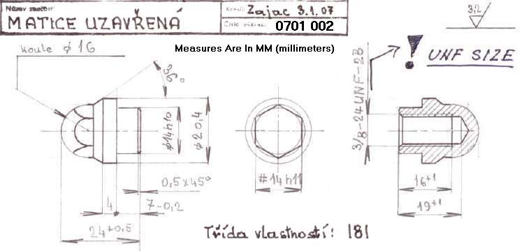 Engineering drawing for aerodynamic nut