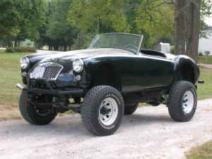 Jeep chassis with MGA body