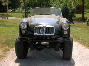 Jeep chassis with MGA body